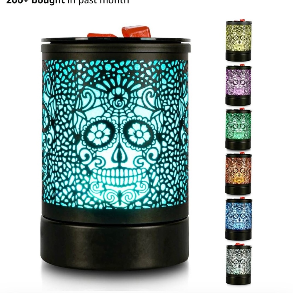 LED Sugar Skull Wax Warmer with Multicolor Glow